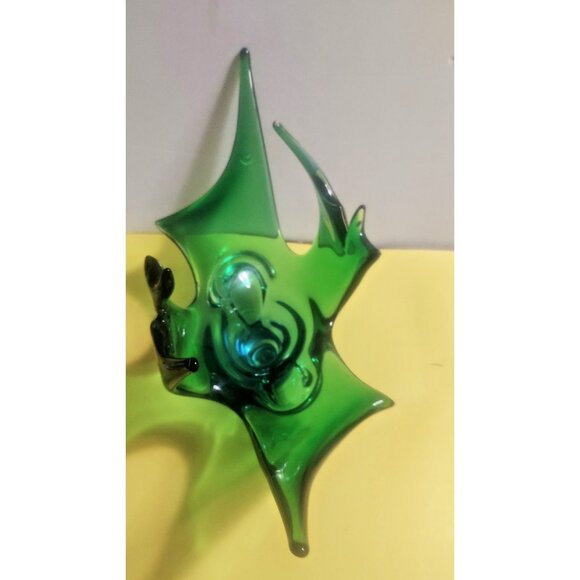 Vintage Large Chalet Canada Art Glass Green to Blue Centerpiece Vase 1960 - Picture 2 of 12